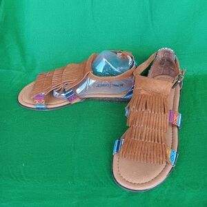Minnetonka Maui Brown Leather Fringe Sandals 71302 Women’s Size 5